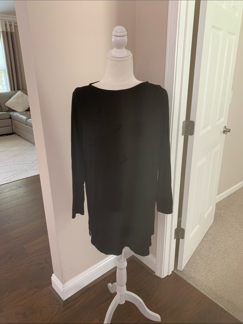 Eileen Fisher Black Long-Sleeve Tunic Top